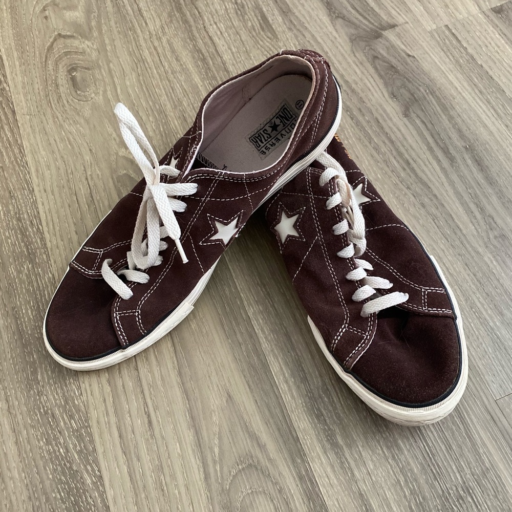 Brown Converse one star shoes